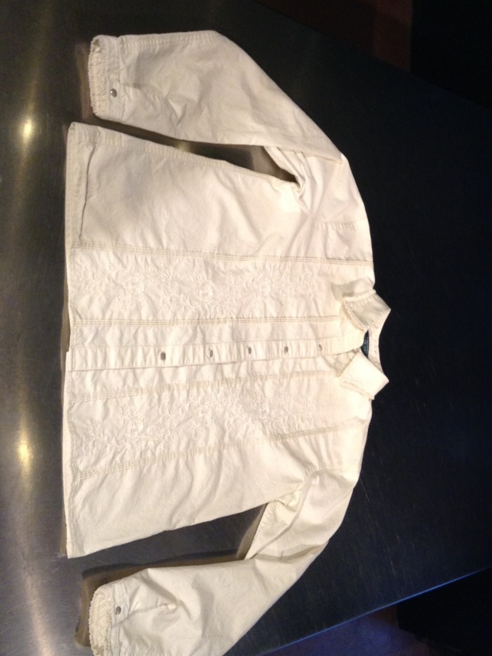 VTG Lauren Ralph Lauren Women's Small Pintucked Embroidered Shirt w/ Lace Trim
